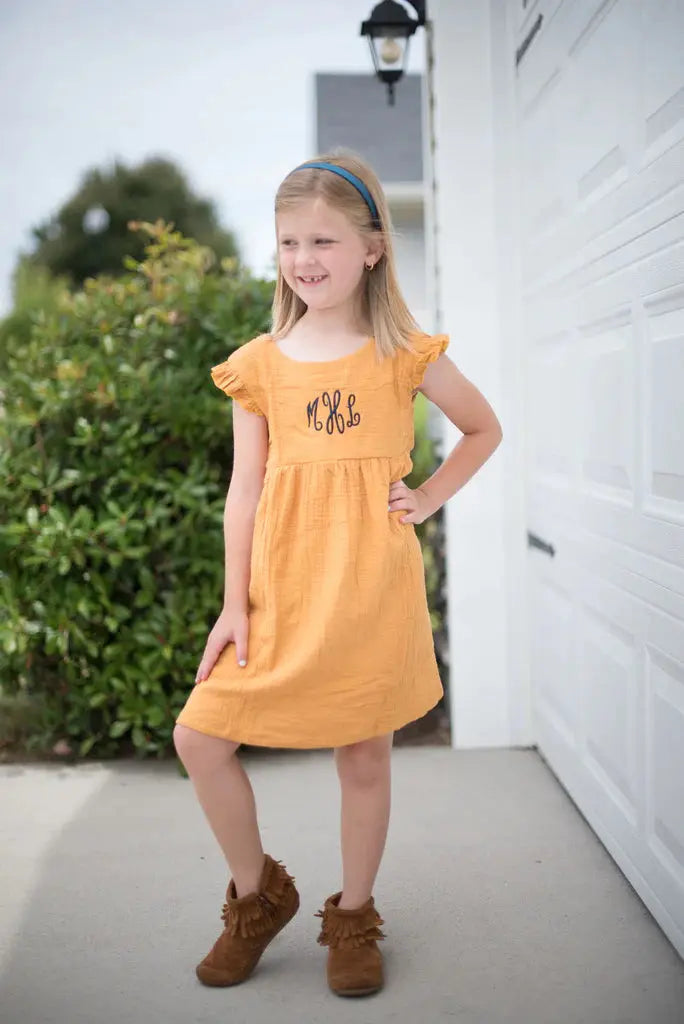 Flutter Sleeve Muslin Dress Little Miss Petals