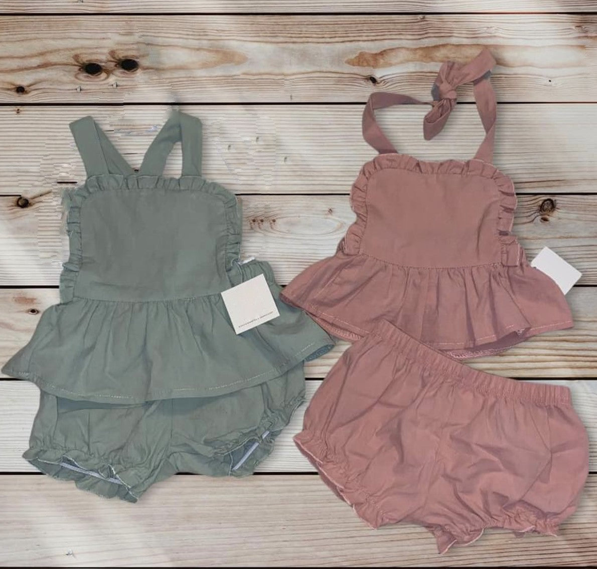 Girl's Ruffle Edge 2 Piece Sunsuit Pink Poodle Designz