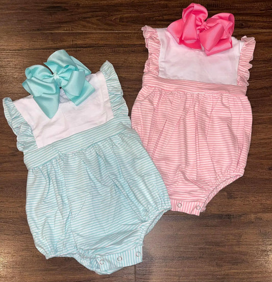 Girl's Ruffle Striped Bubble Pink Poodle Designz