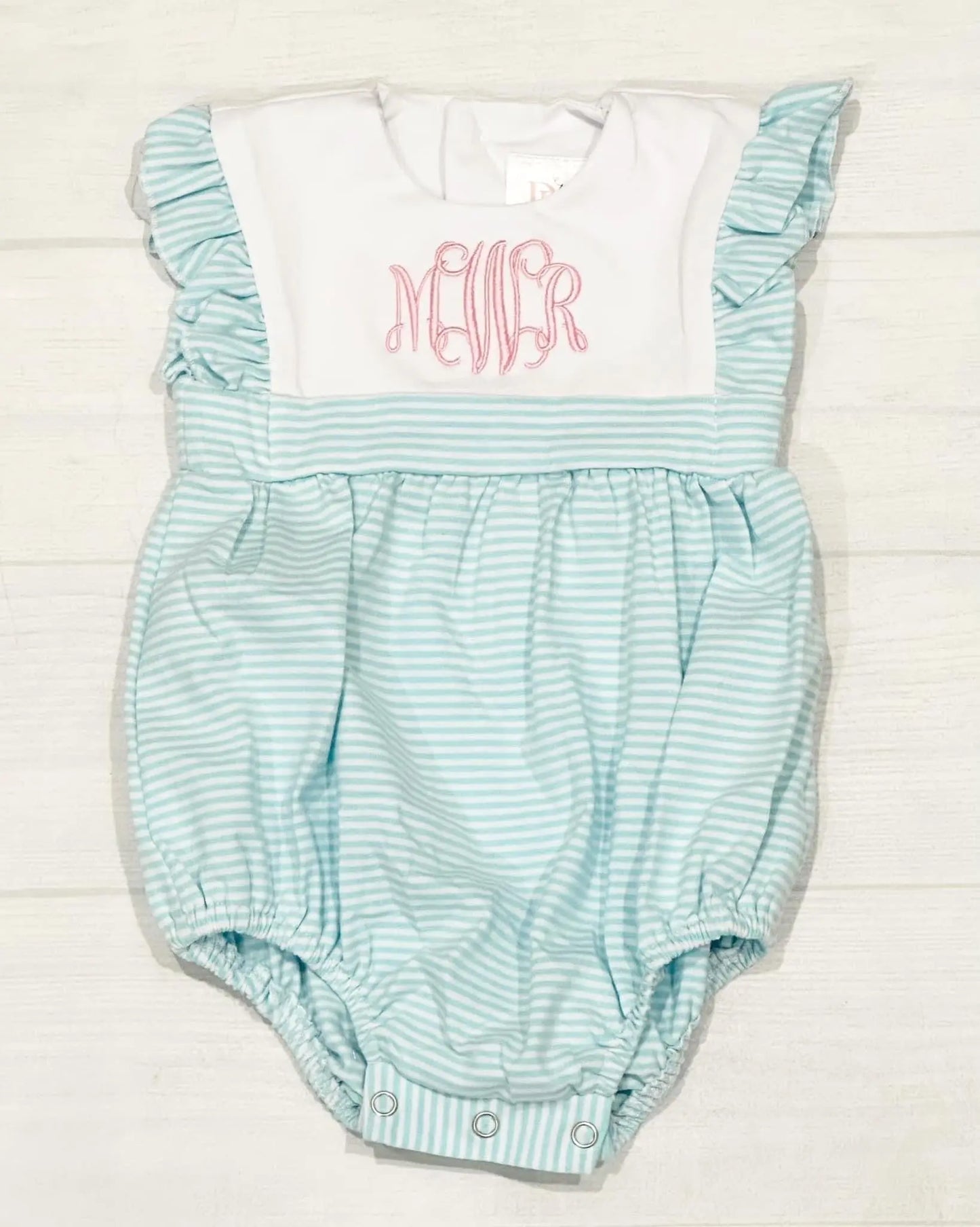 Girl's Ruffle Striped Bubble Pink Poodle Designz