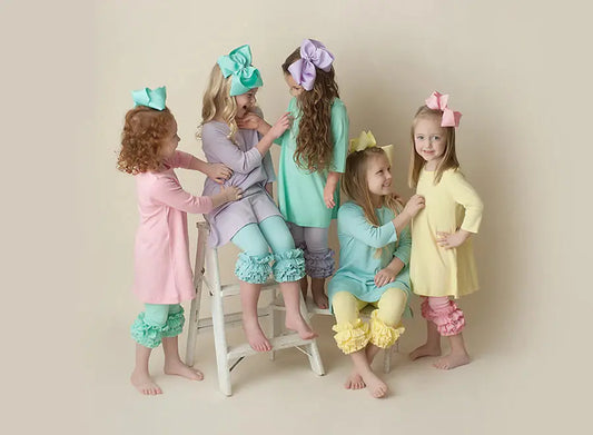 Girl's Solid Ruffle Icing Capris ARB Blanks