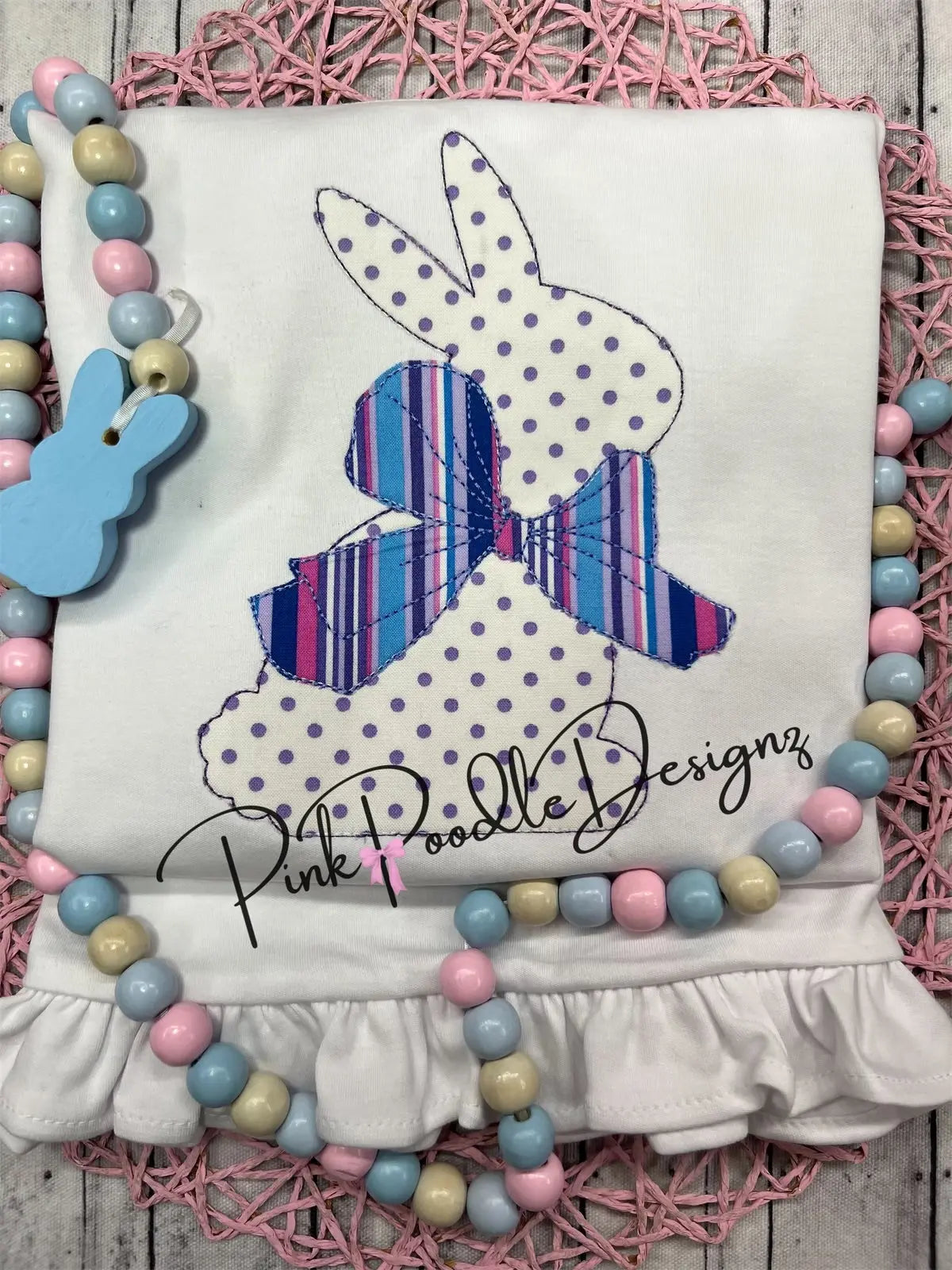 Girls Easter Applique T Shirts Pink Poodle Designz