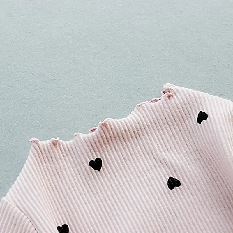 Girls Lovely Heart Print Lightweight Sweater Pink Poodle Designz