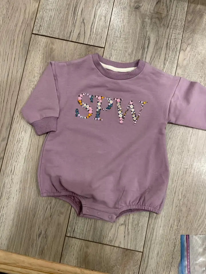 Long Sleeve Organic Cotton Oversized Sweatshirt Bubble Romper Pink Poodle Designz