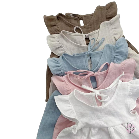 Monogrammed Bamboo Cotton Ruffle Romper Set Pink Poodle Designz