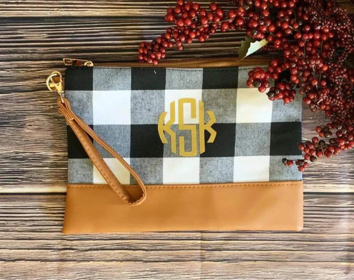 Monogrammed Buffalo Plaid Cosmetic Bag Blanks Outlet
