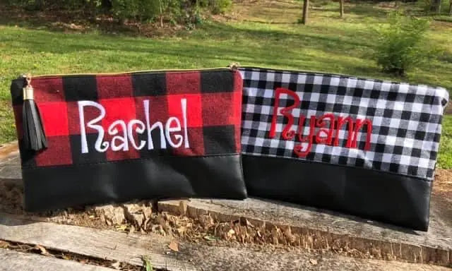Monogrammed Buffalo Plaid Cosmetic Bag Blanks Outlet