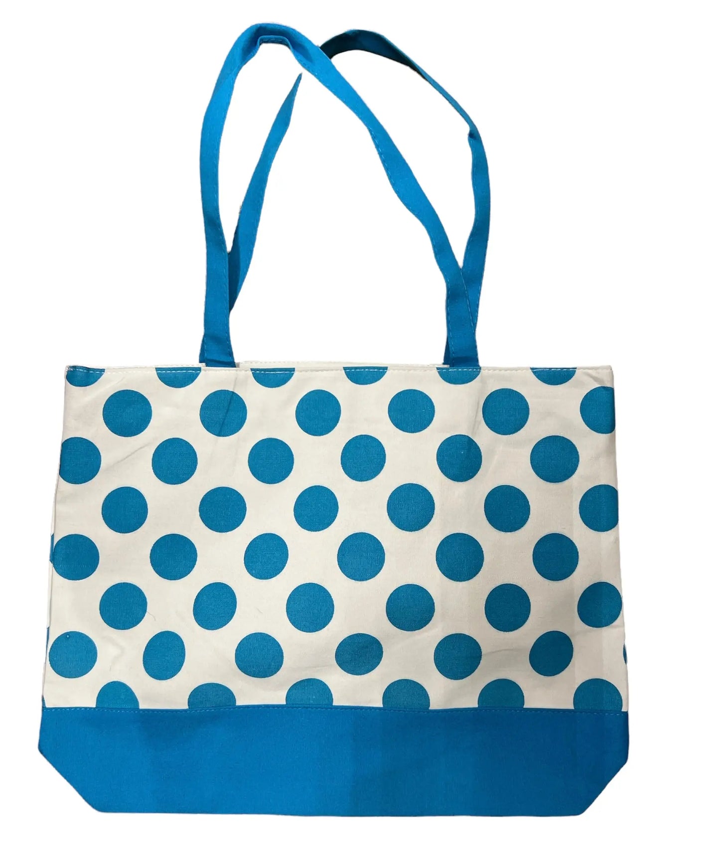 Monogrammed Caribbean Blue Polka Dot Canvas Tote Pink Poodle Designz