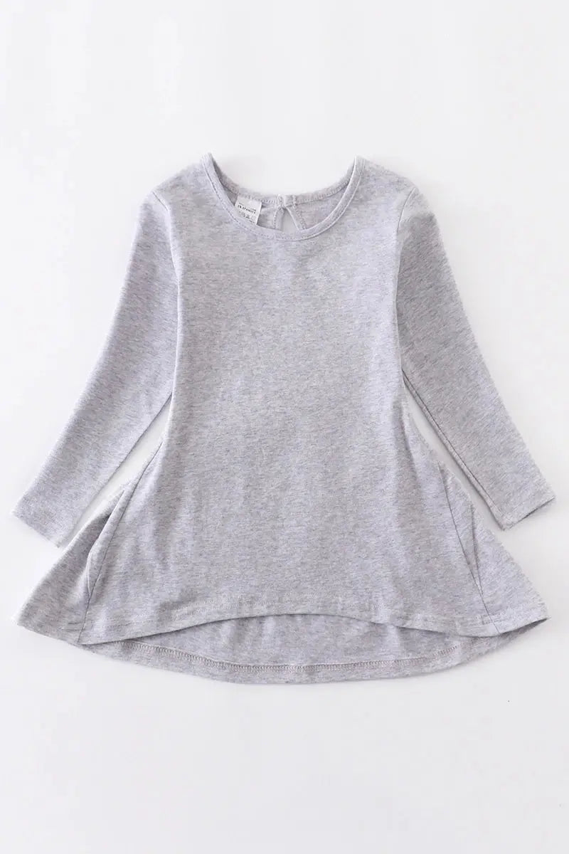 Monogrammed Flowy Grey Tunic Honeydew