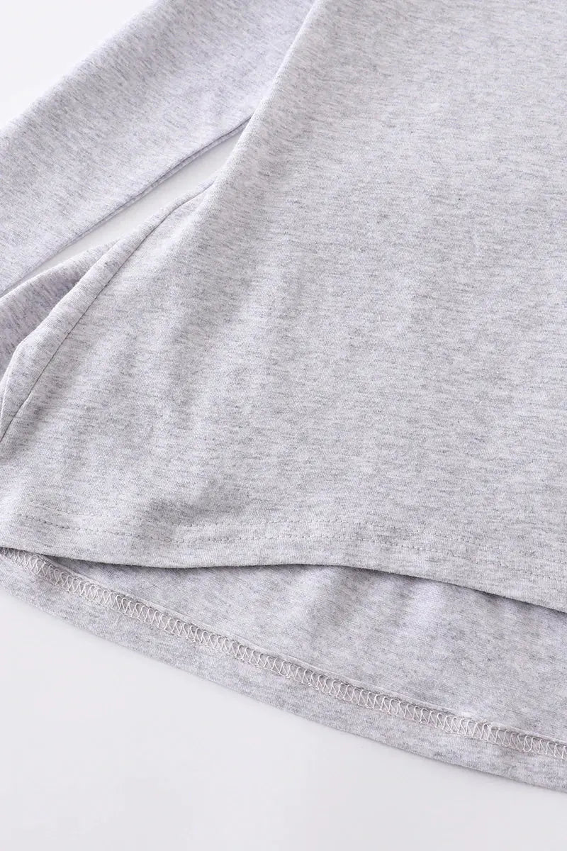 Monogrammed Flowy Grey Tunic Honeydew