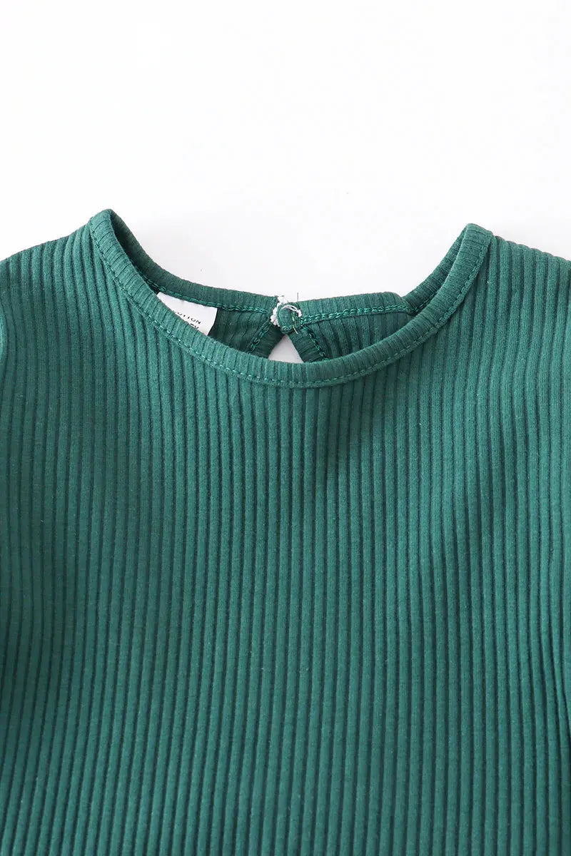 Monogrammed Flowy Hunter Green Waffle Long Sleeve Tunic Honeydew