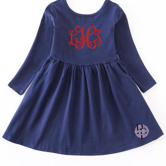 Monogrammed Flowy Navy Tunic Honeydew