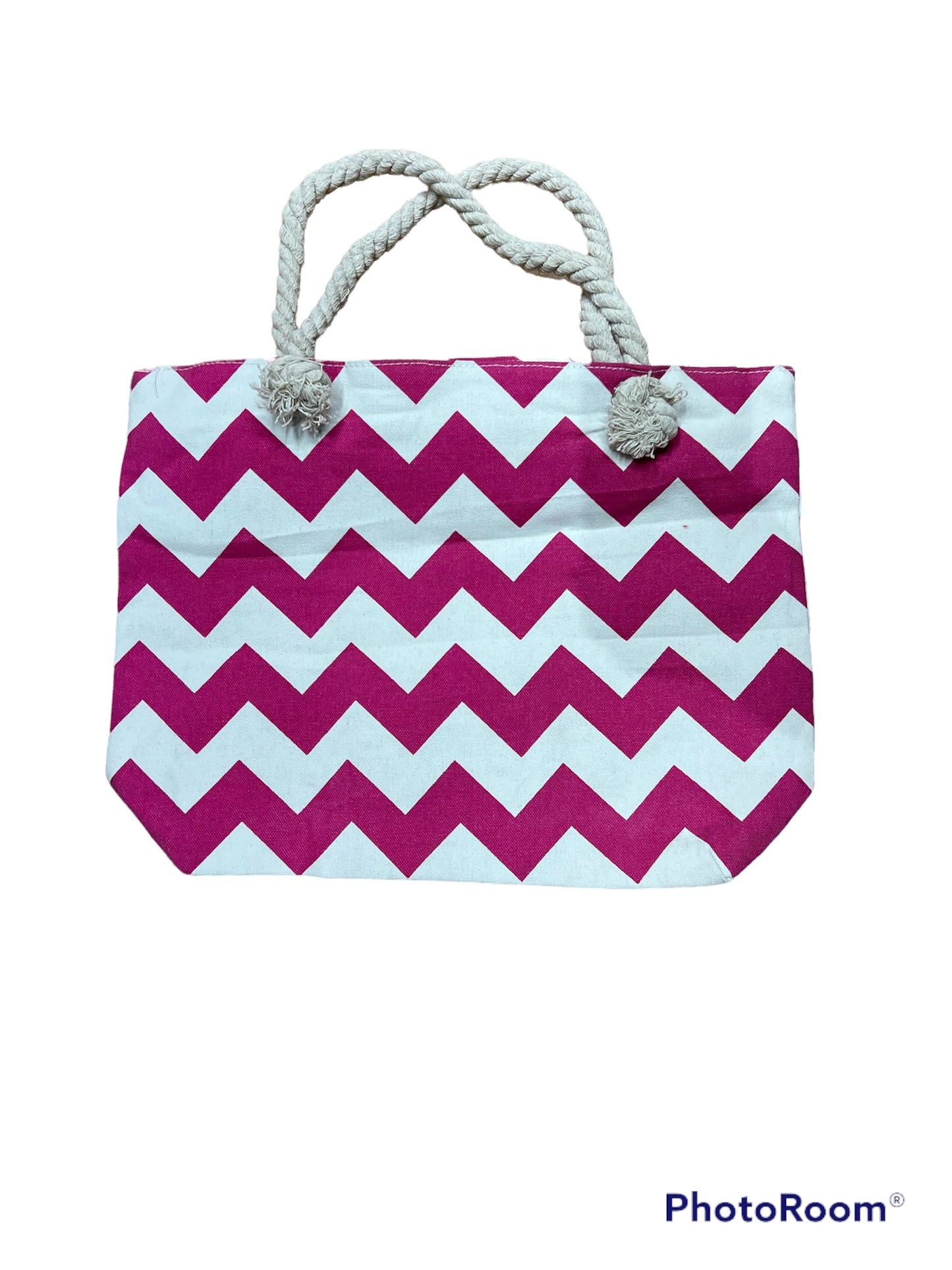 Monogrammed Fuchsia Chevron Canvas Tote Pink Poodle Designz