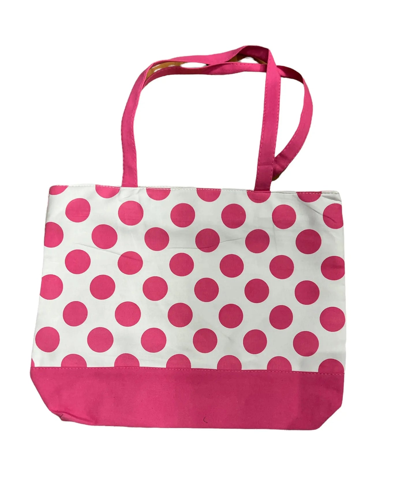 Monogrammed Fuchsia Polka Dot Canvas Tote Pink Poodle Designz
