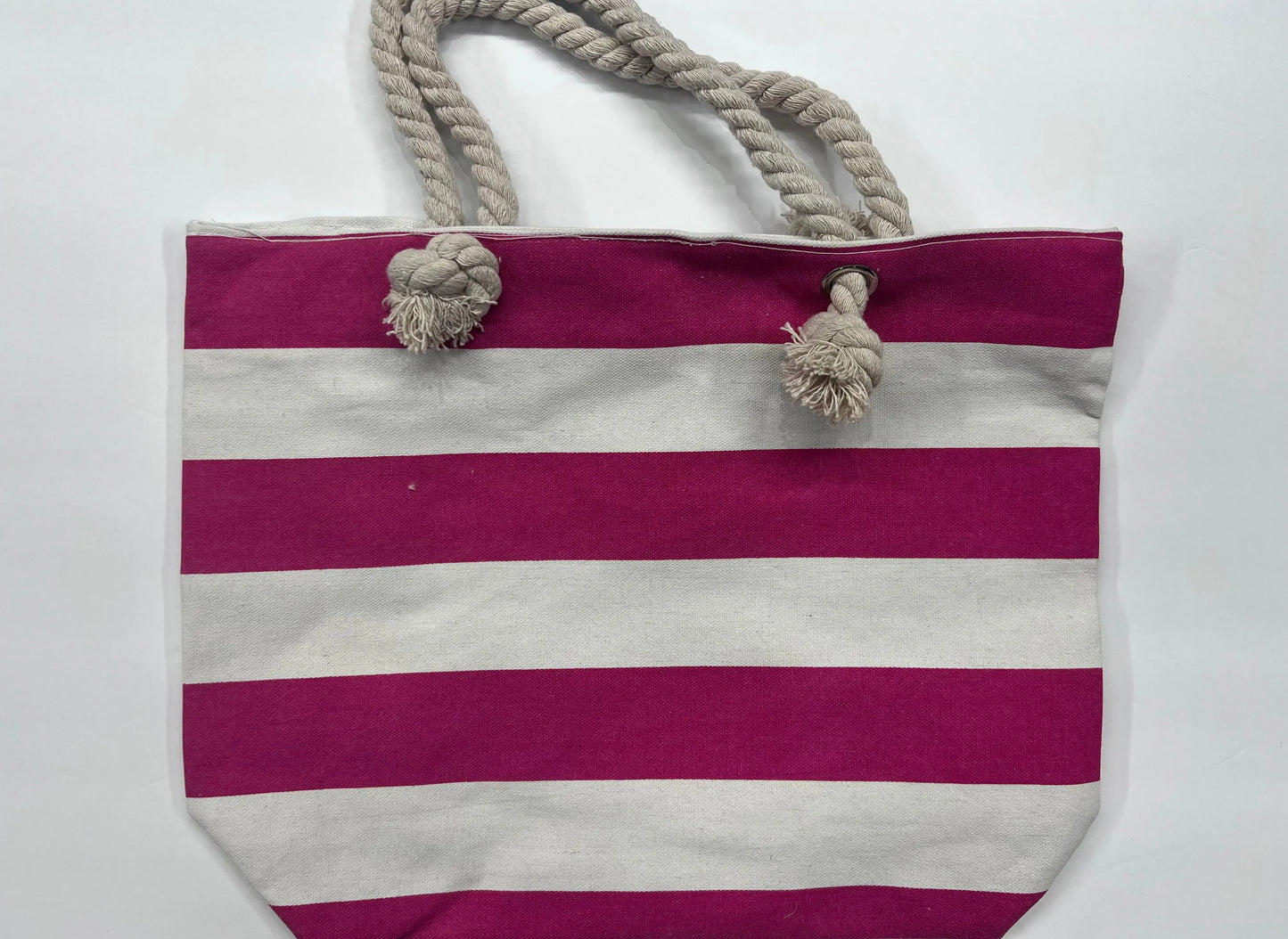 Monogrammed Fuchsia Stripe Canvas Tote Pink Poodle Designz