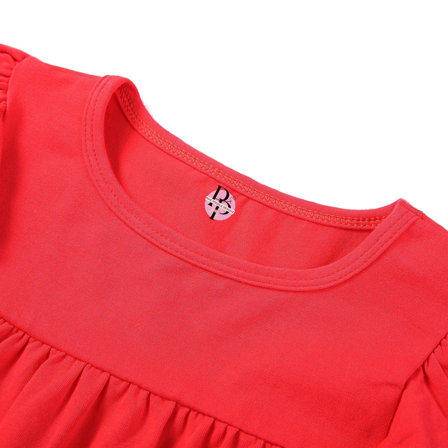Monogrammed Girl's Cotton Flutter Sleeve Dress Pink Poodle Designz