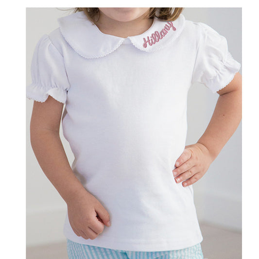 Monogrammed Girl's Peter Pan Collar Shirt Love That Cotton