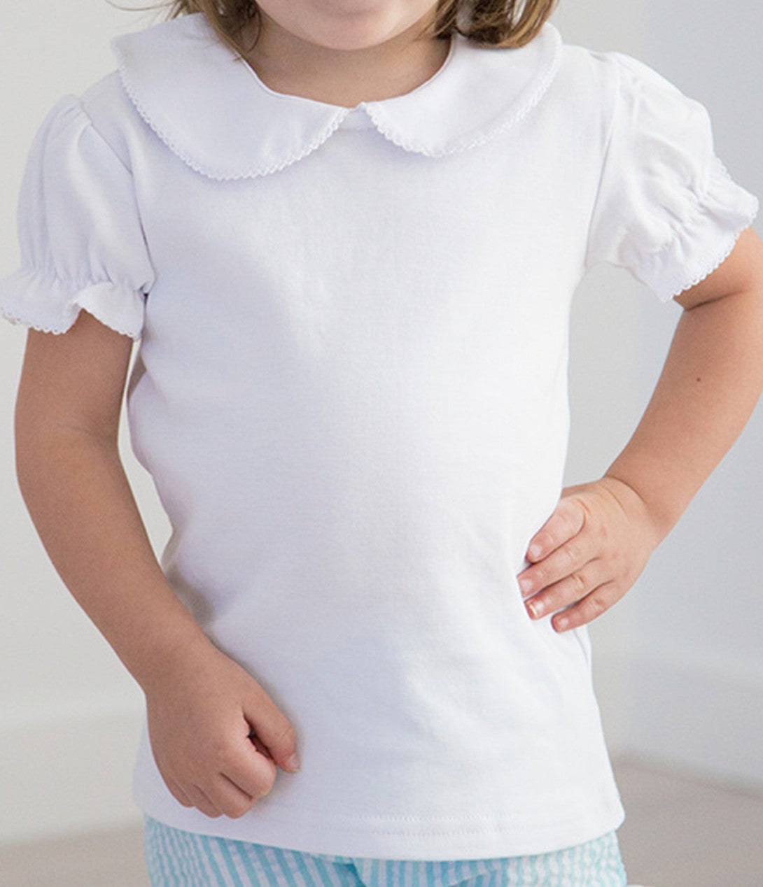 Monogrammed Girl's Peter Pan Collar Shirt Love That Cotton
