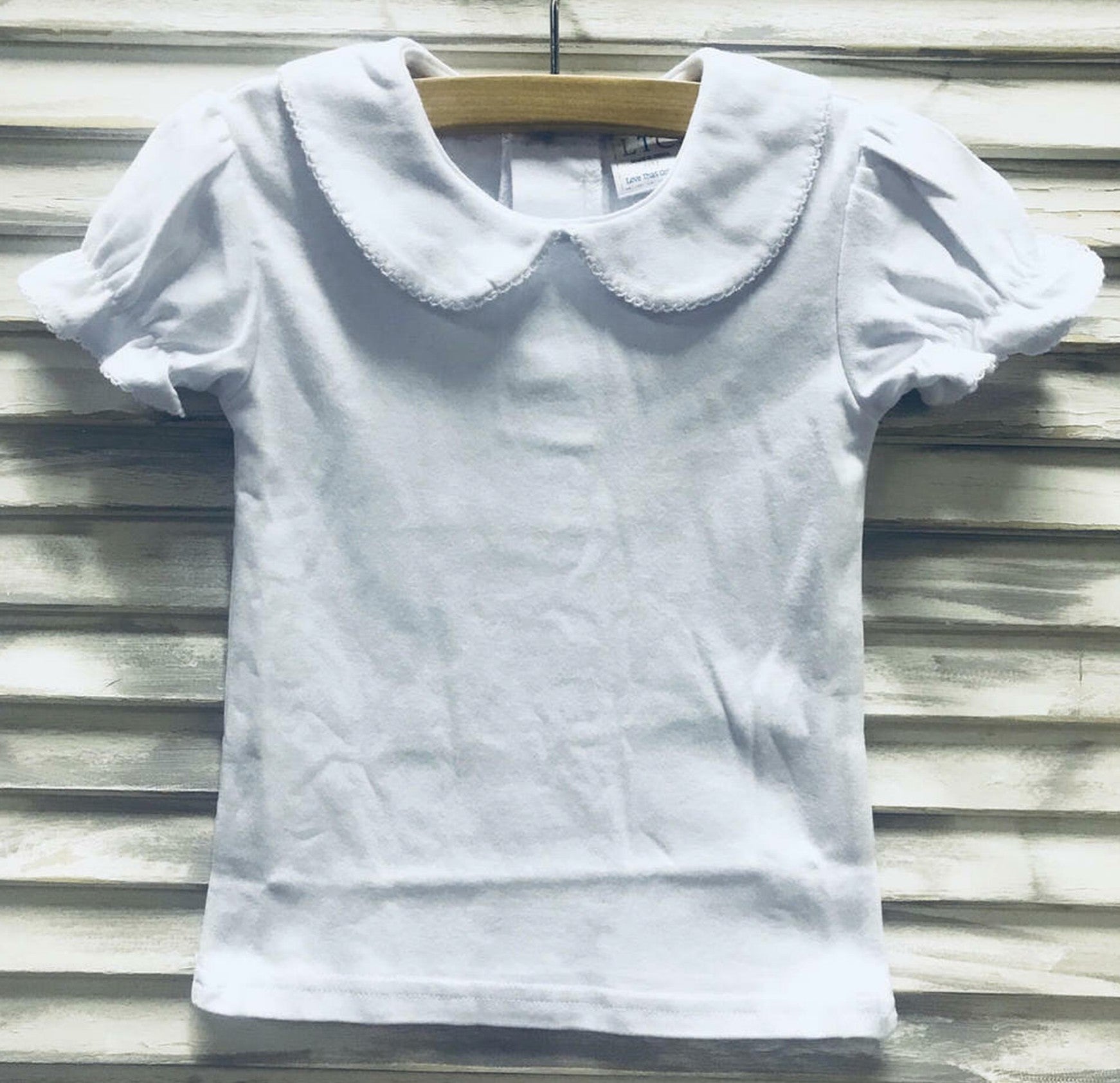 Monogrammed Girl's Peter Pan Collar Shirt Love That Cotton