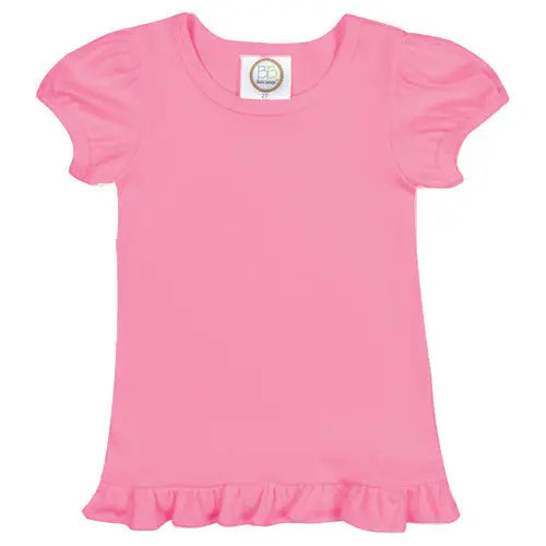 Monogrammed Girls' Pink Short Sleeve Ruffle Tee Pink Poodle Designz