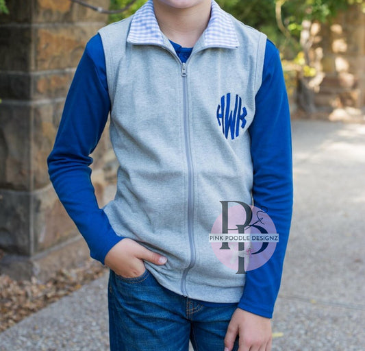 Monogrammed Seersucker Collared Vest LOVE THAT COTTON