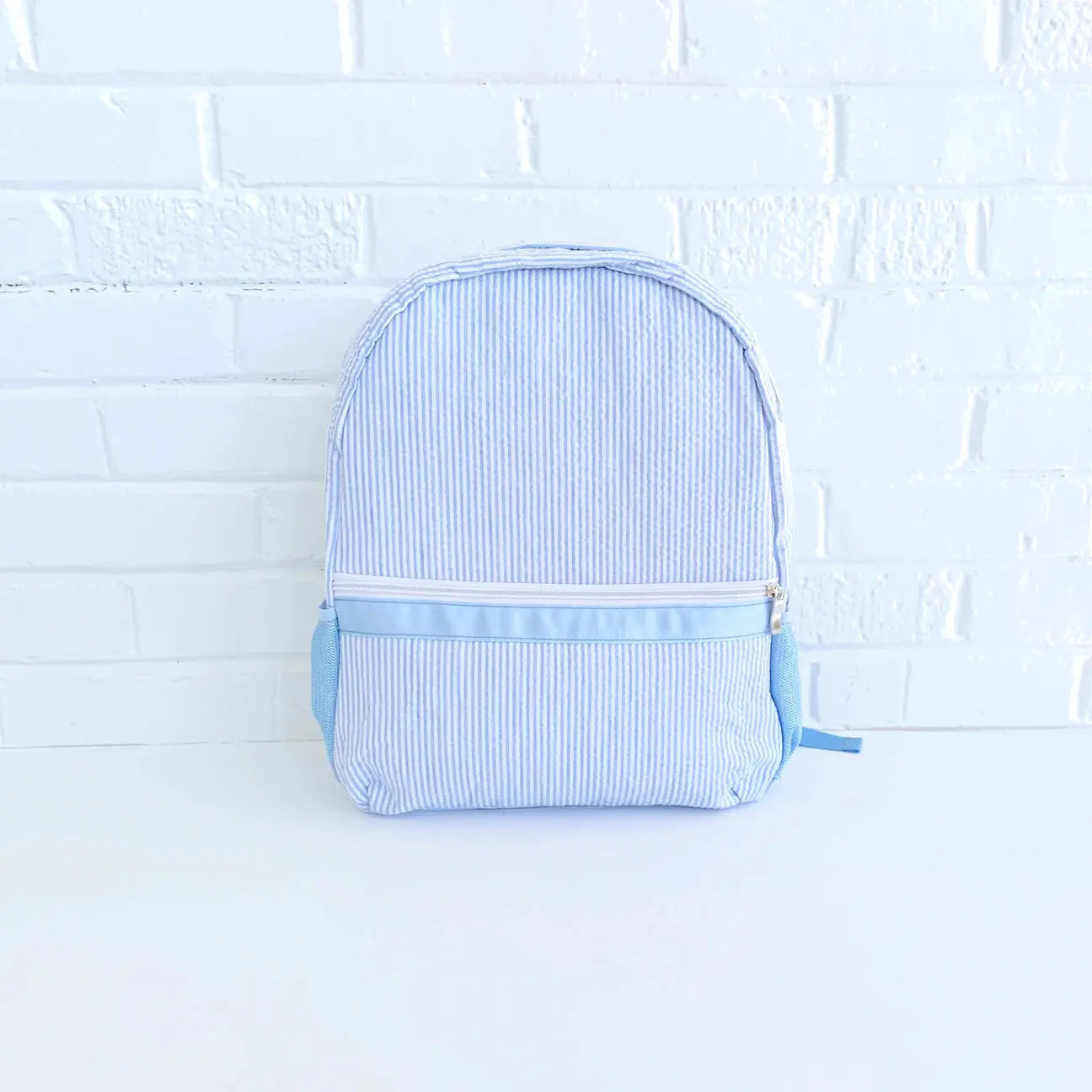 Monogrammed Seersucker Toddler Backpack pinkpoodledesignz