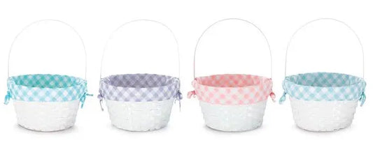 Monogrammed White Bamboo Easter Basket With Lining Pink Poodle Designz