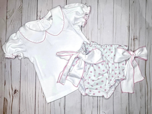 Picot Trim Ruffled Diaper Set Pink Poodle Designz