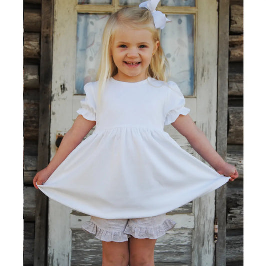 Seersucker Ruffle Shorts Pink Poodle Designz