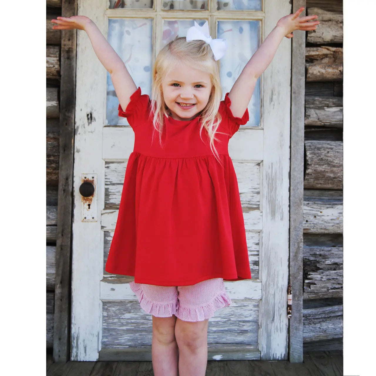 Seersucker Ruffle Shorts Pink Poodle Designz