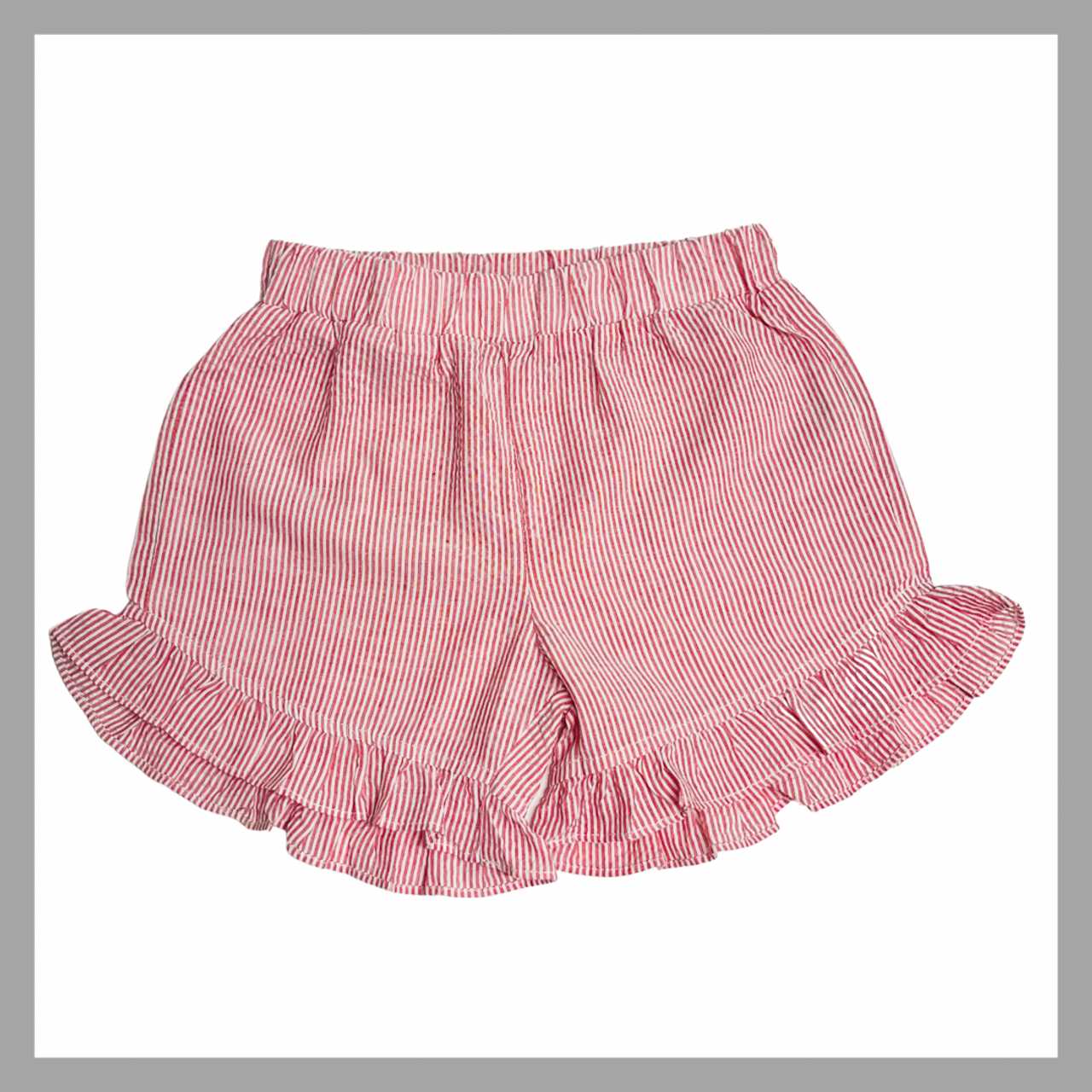 Seersucker Ruffle Shorts Pink Poodle Designz