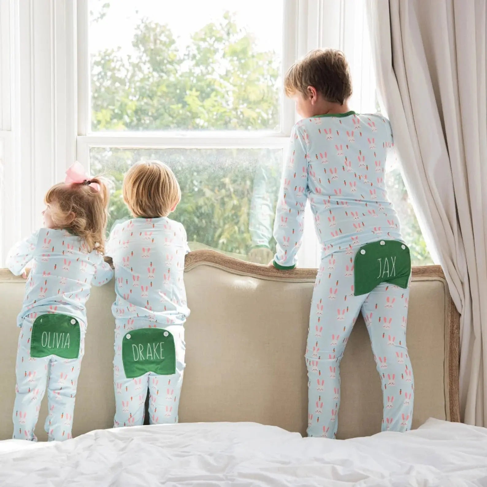 Unisex Easter Bunny Buttflap Pajamas Pink Poodle Designz