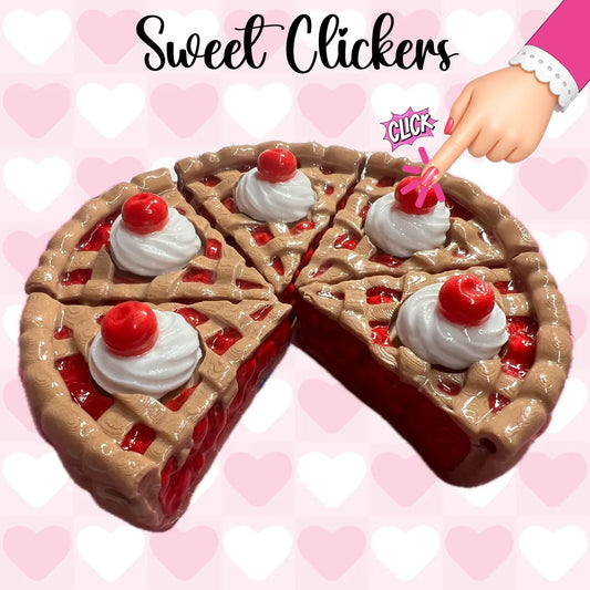 3D Cherry & Blueberry Pie Fidget Clicker (3DLunchBox) Pink Poodle Designz