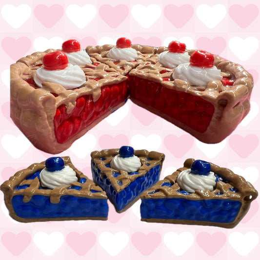 3D Cherry & Blueberry Pie Fidget Clicker (3DLunchBox) Pink Poodle Designz