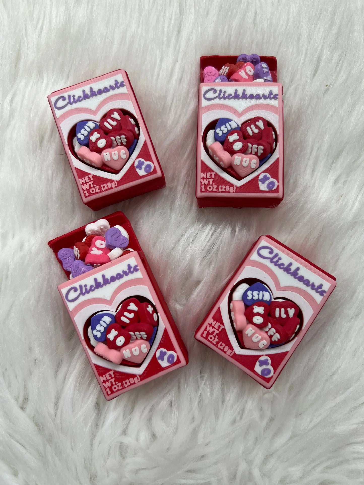 3D Conversation Hearts Clickers Pink Poodle Designz