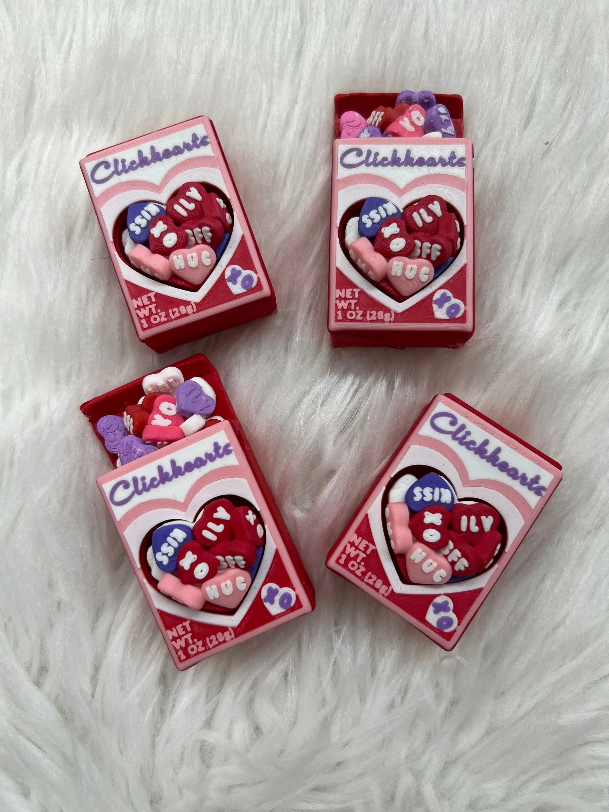 3D Conversation Hearts Clickers Pink Poodle Designz