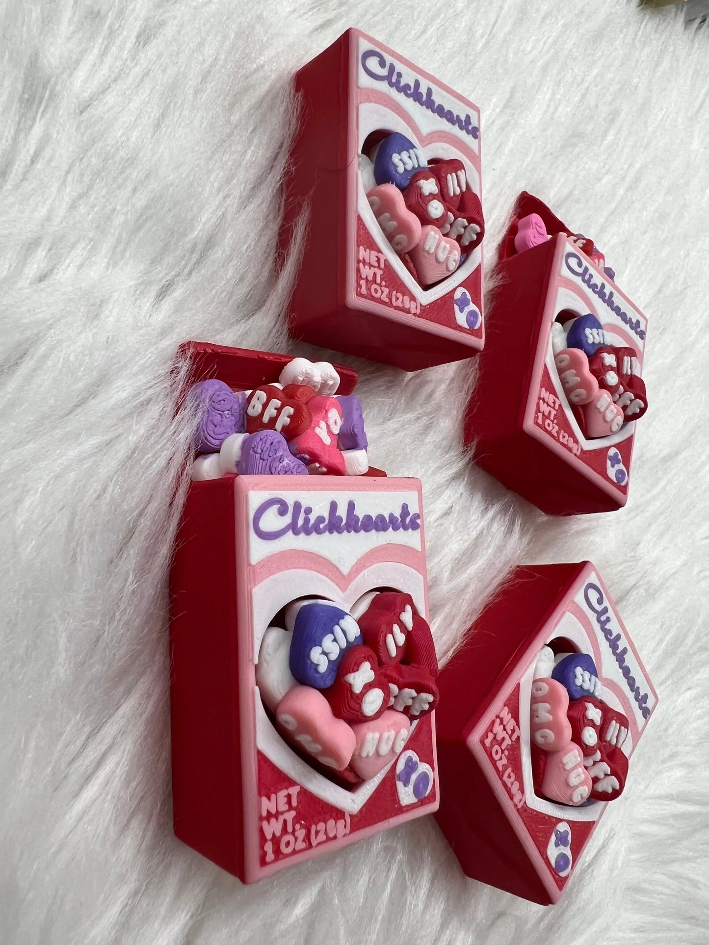 3D Conversation Hearts Clickers Pink Poodle Designz