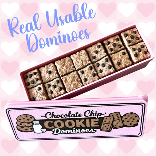 3D Faux Chocolate Chip Cookie Dominoes (Mochi Makes) Pink Poodle Designz