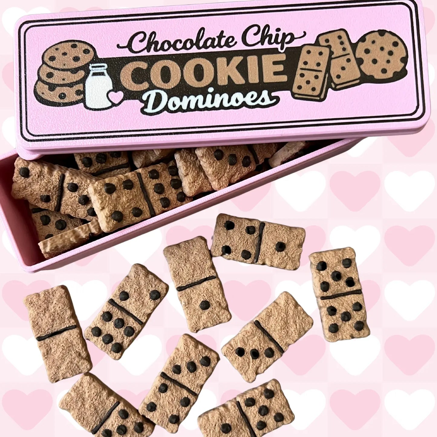 3D Faux Chocolate Chip Cookie Dominoes (Mochi Makes) Pink Poodle Designz