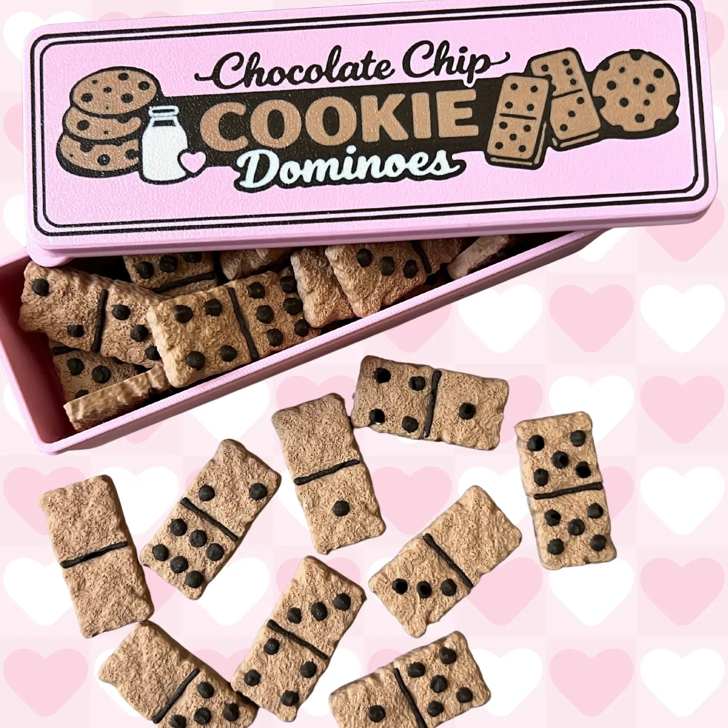 3D Faux Chocolate Chip Cookie Dominoes (Mochi Makes) Pink Poodle Designz