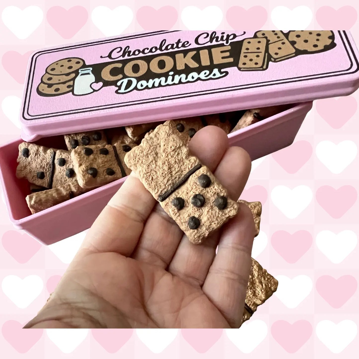 3D Faux Chocolate Chip Cookie Dominoes (Mochi Makes) Pink Poodle Designz