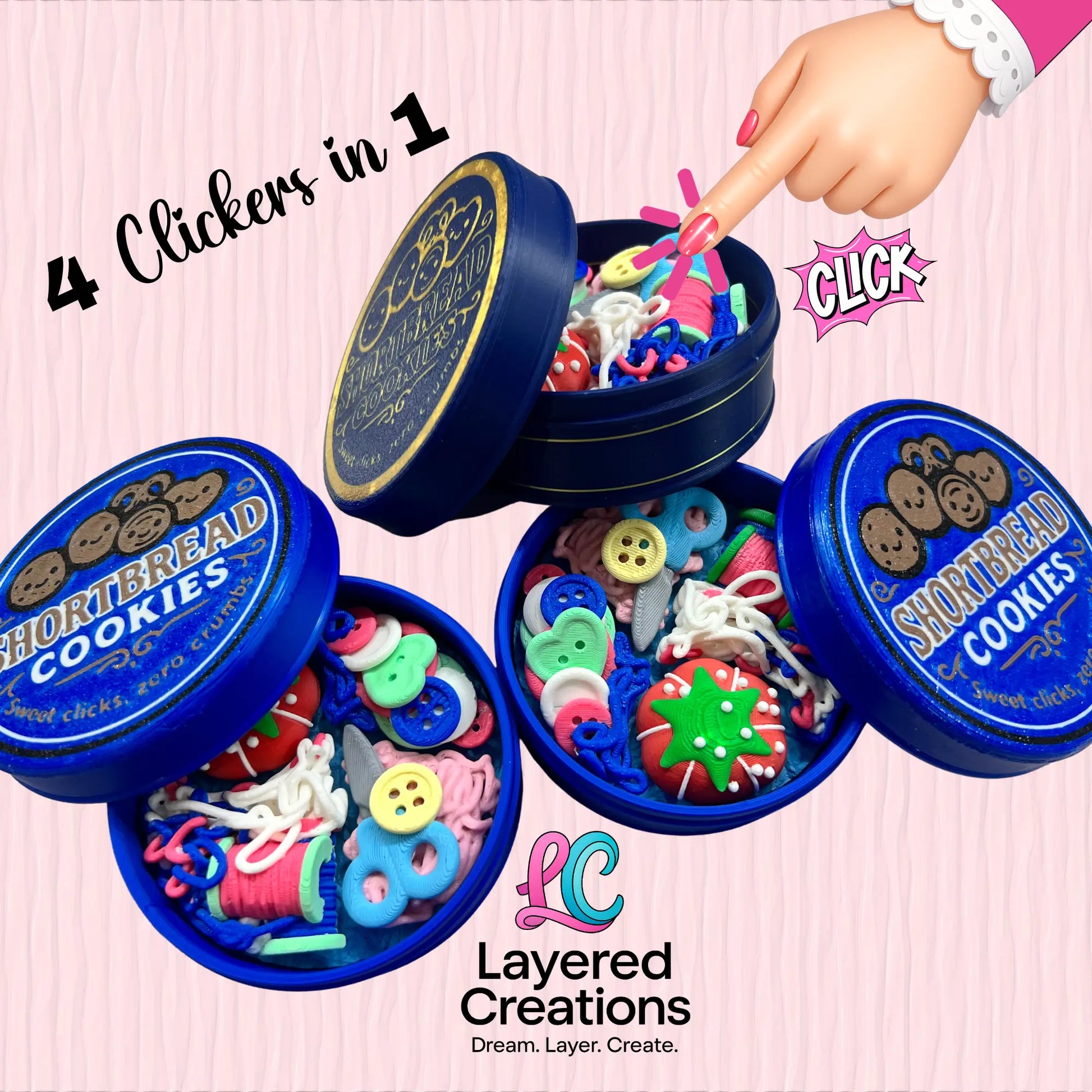 3D Granny’s Cookie Tin With Sewing Novelties (Mochi Makes) Pink Poodle Designz