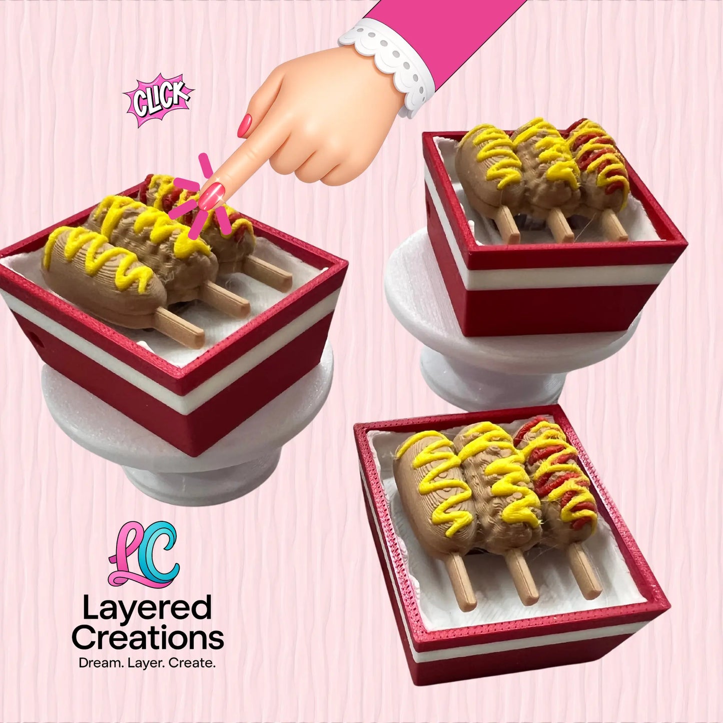 3D Let’s Do Lunch Fidget Clickers (Ludo) Pink Poodle Designz