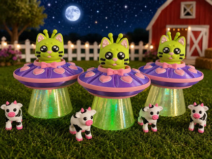3D Printed Alien Kitty UFO Clicker With LED Lighting (Pixeleena) Pink Poodle Designz
