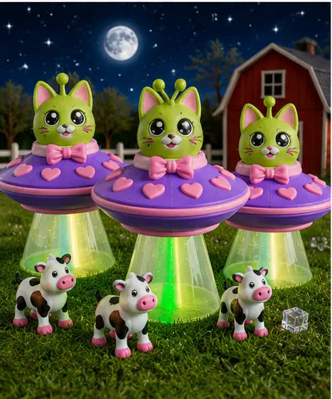 3D Printed Alien Kitty UFO Clicker With LED Lighting (Pixeleena) Pink Poodle Designz