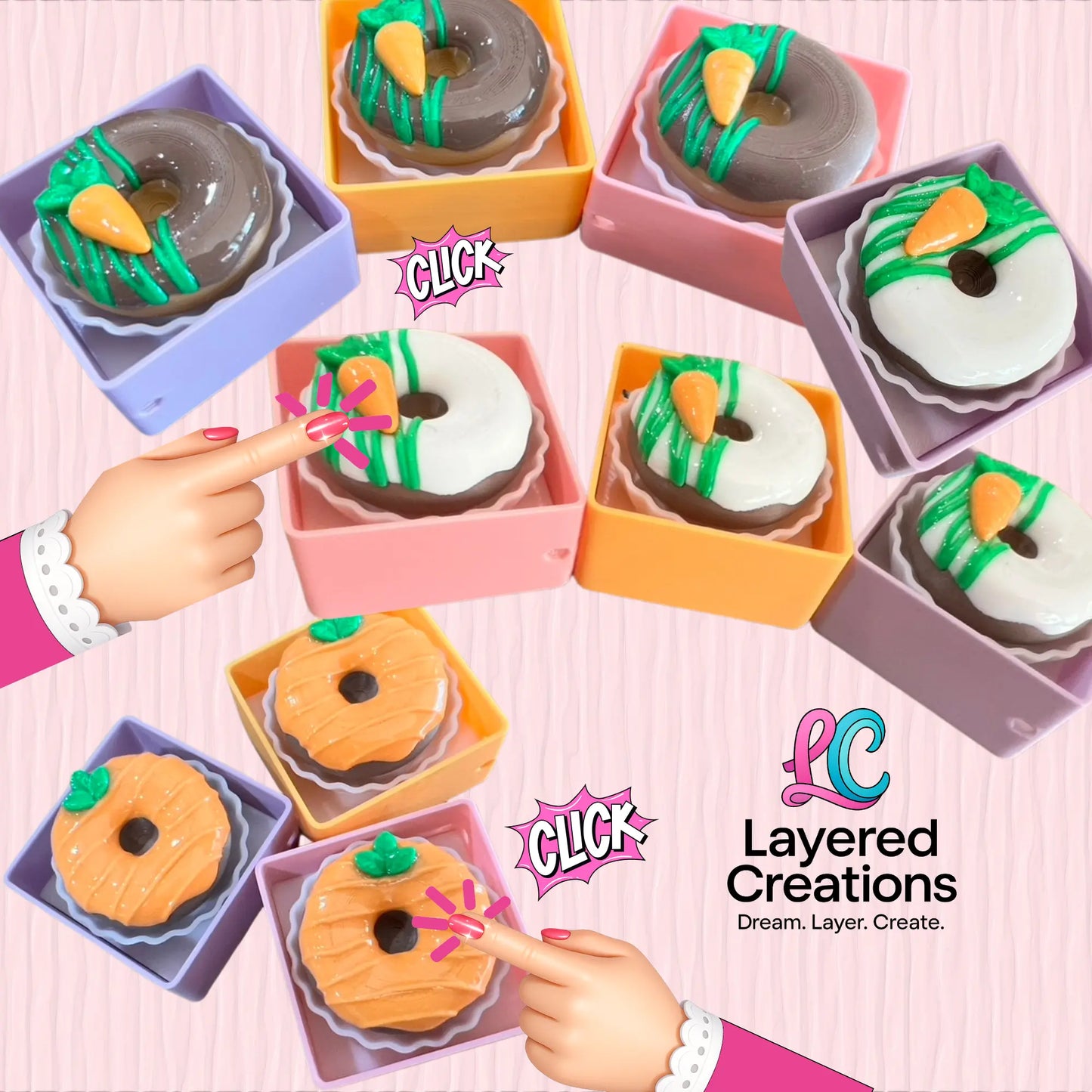 3D Printed Donut Clickers (Clickify 3D) Pink Poodle Designz