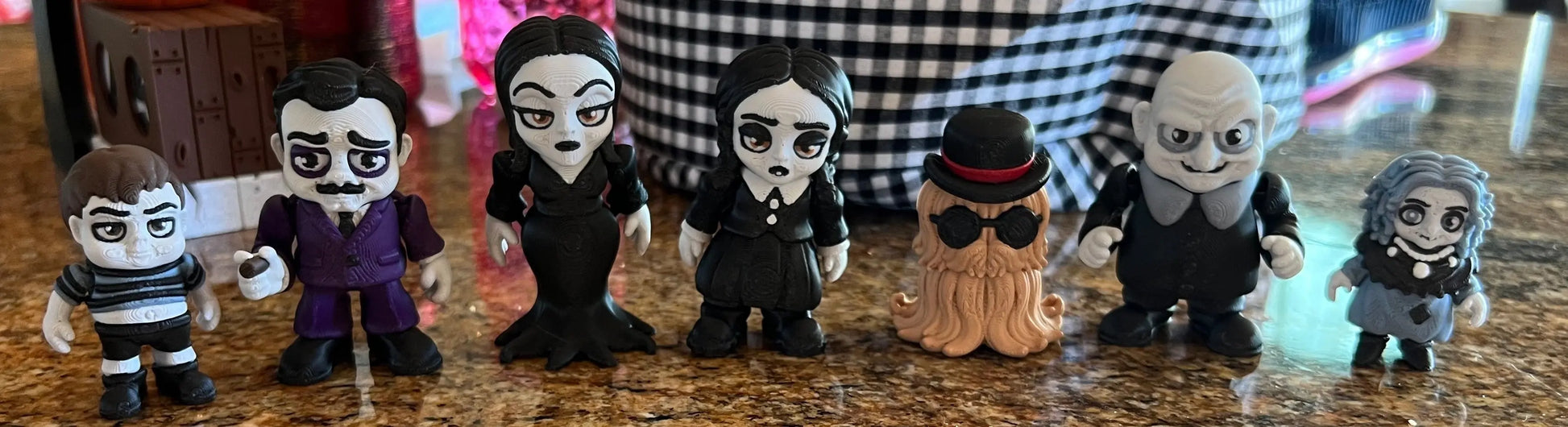 3D Printed The Adams Family Character Flexis (BOXI 3D) Pink Poodle Designz