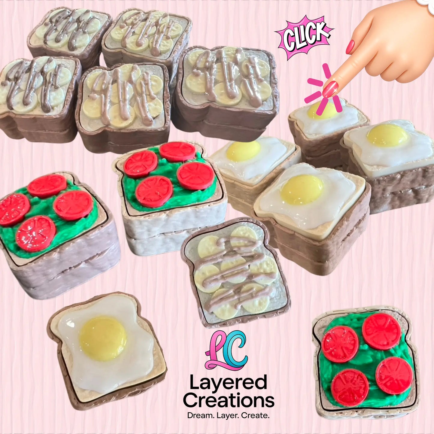 3D Printed Toast Clicker (Clickify3D) Pink Poodle Designz