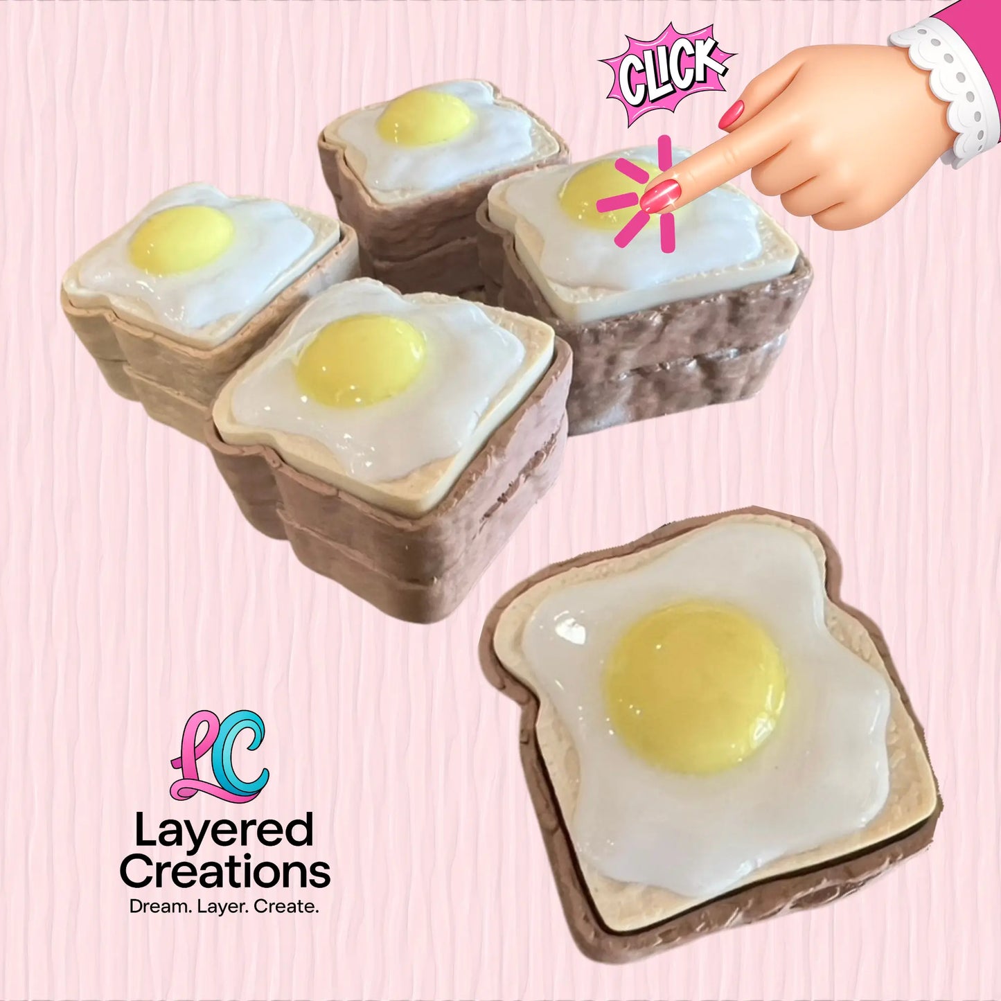 3D Printed Toast Clicker (Clickify3D) Pink Poodle Designz