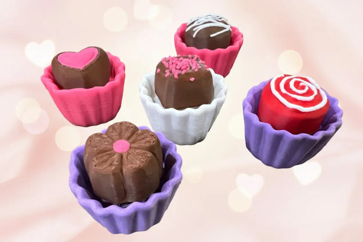3D Valentine’s Chocolate Fidget Clickers Pink Poodle Designz